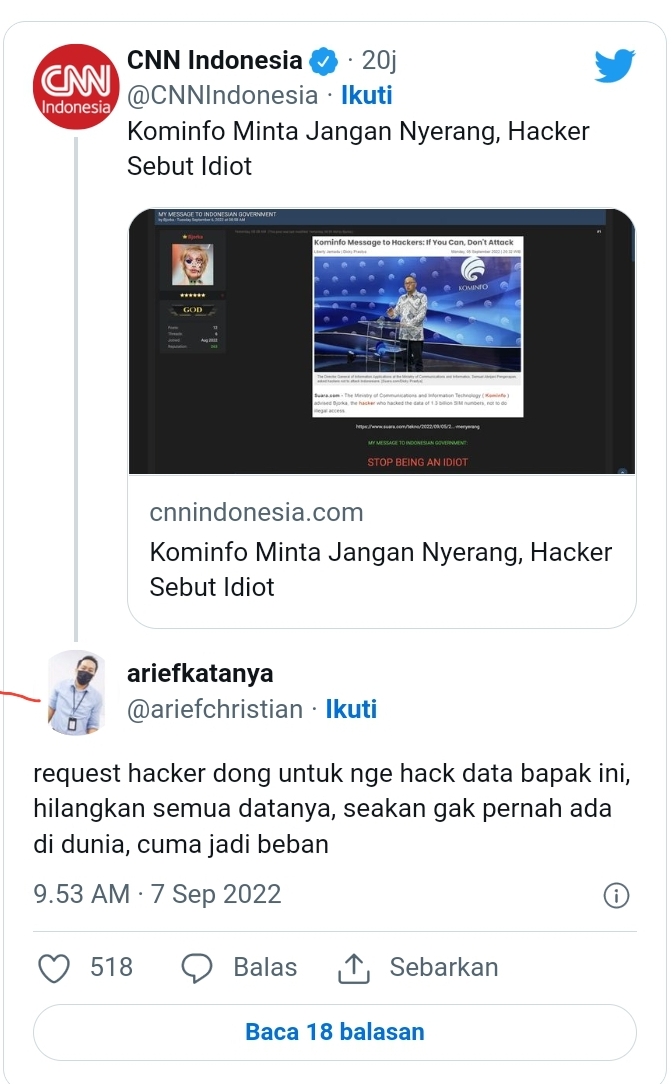 Hacker Sebut Kominfo Idiot, Netizen RI Malah Ikut Nyinyir Acehzone.com