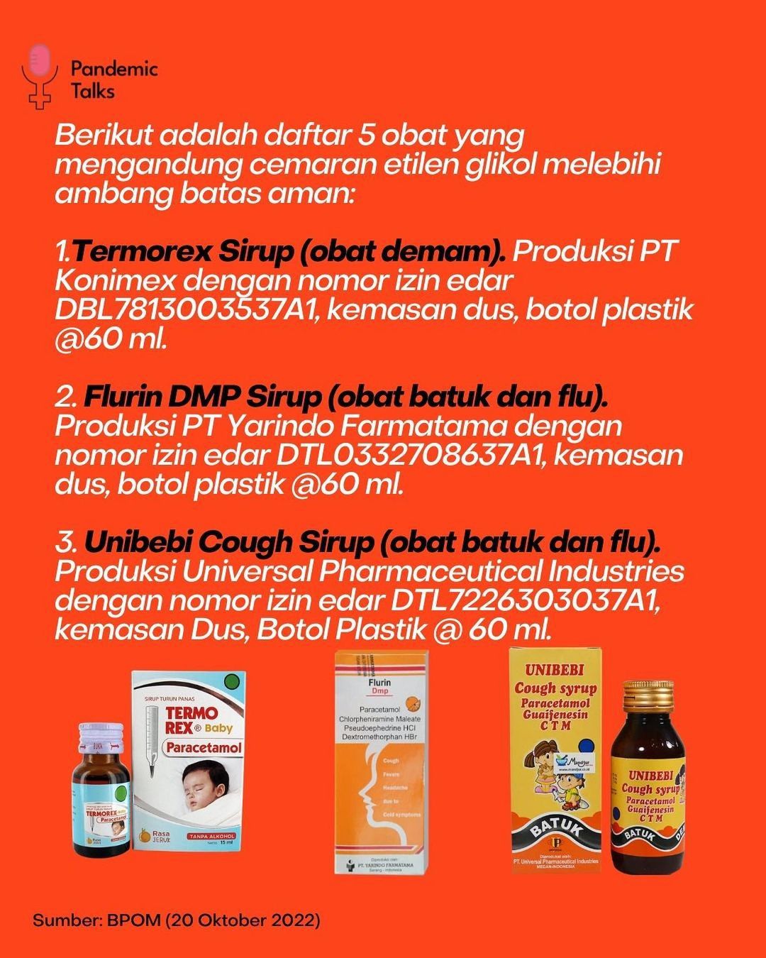 BREAKING NEWS "lima obat sirup yang diduga mengandung cemaran Etilen Glikol di atas batas aman" Acehzone.com